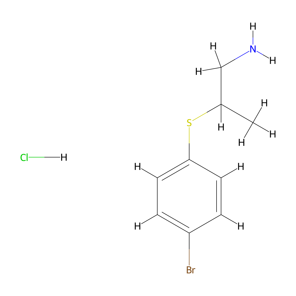 1-[(1-Aminopropan-2-yl)sulfanyl]-4-bromobenzene hydrochloride molecular structure, CAS 1269152-10-4
