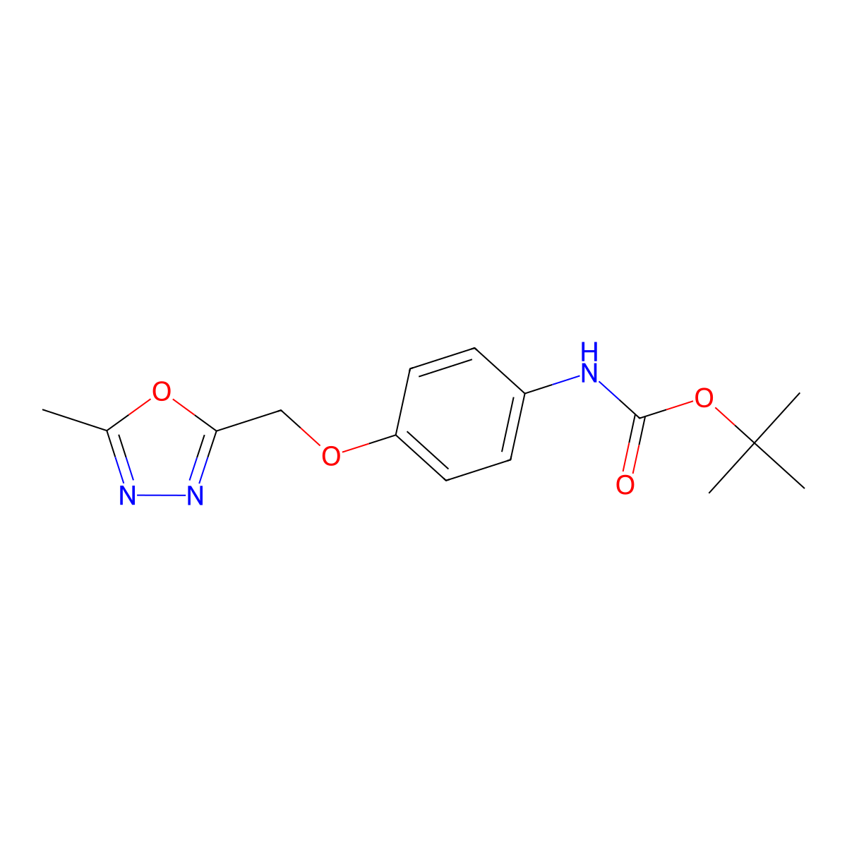 tert-butyl N-{4-[(5-methyl-1,3,4-oxadiazol-2-yl)methoxy]phenyl}carbamate molecular structure, CAS 1269152-17-1