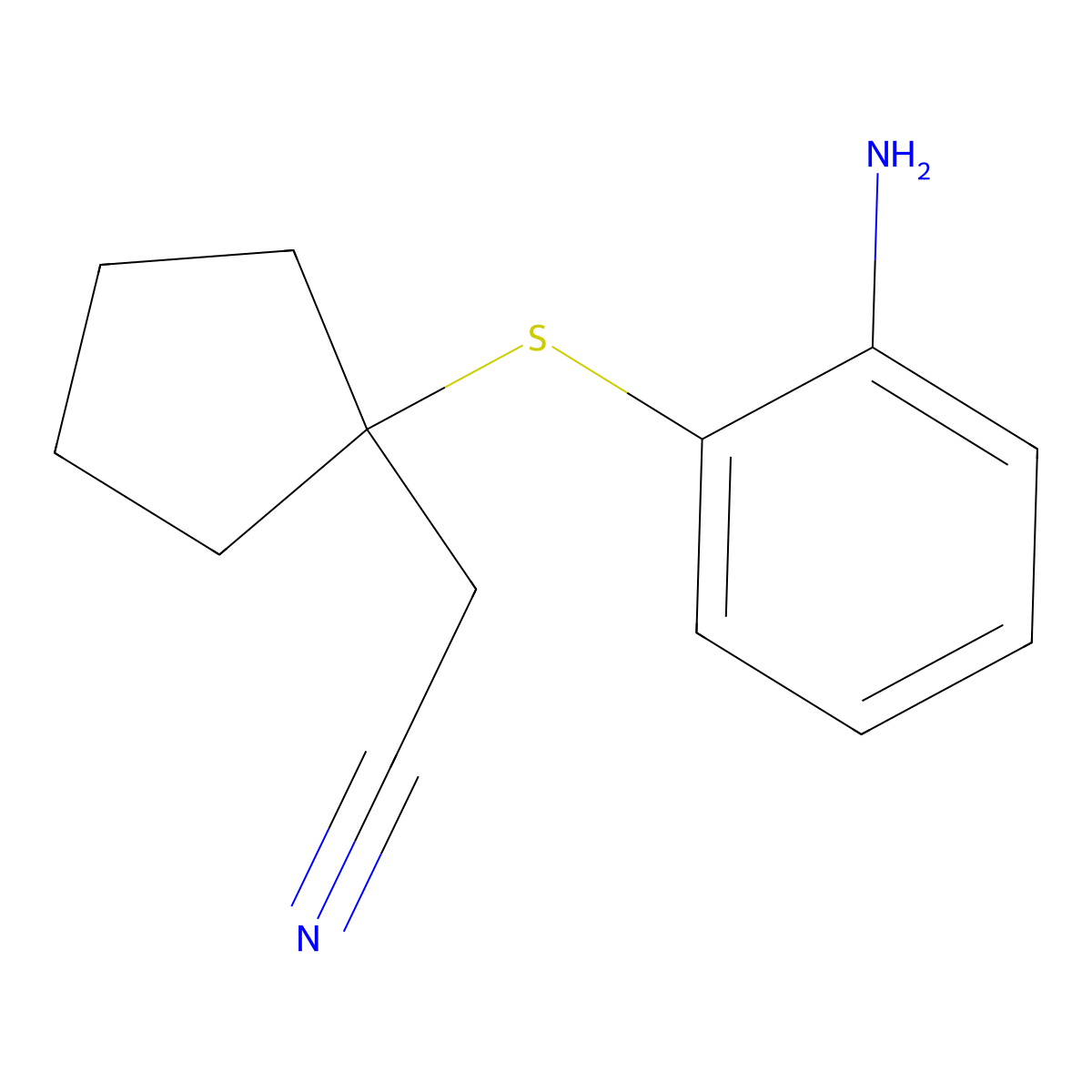 2-{1-[(2-Aminophenyl)sulfanyl]cyclopentyl}acetonitrile molecular structure, CAS 1269152-20-6