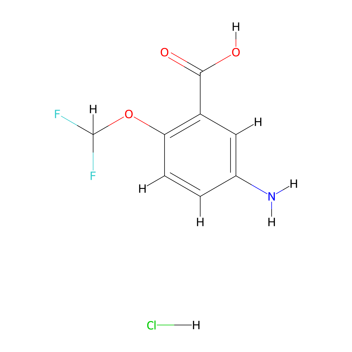 5-Amino-2-(difluoromethoxy)benzoic acid hydrochloride molecular structure, CAS 1269152-29-5