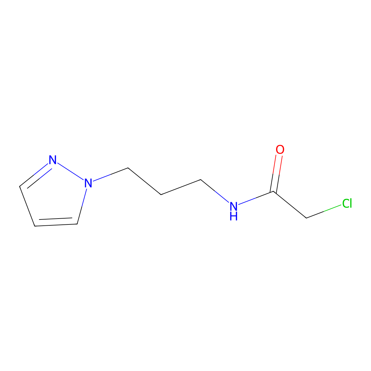 2-chloro-N-[3-(1H-pyrazol-1-yl)propyl]acetamide molecular structure, CAS 1269152-32-0