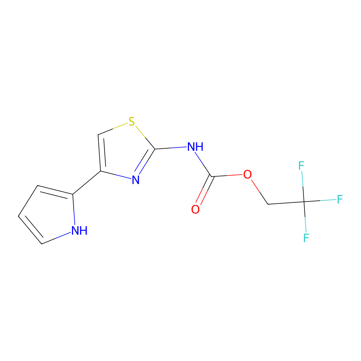 2,2,2-trifluoroethyl N-[4-(1H-pyrrol-2-yl)-1,3-thiazol-2-yl]carbamate molecular structure, CAS 1269152-33-1