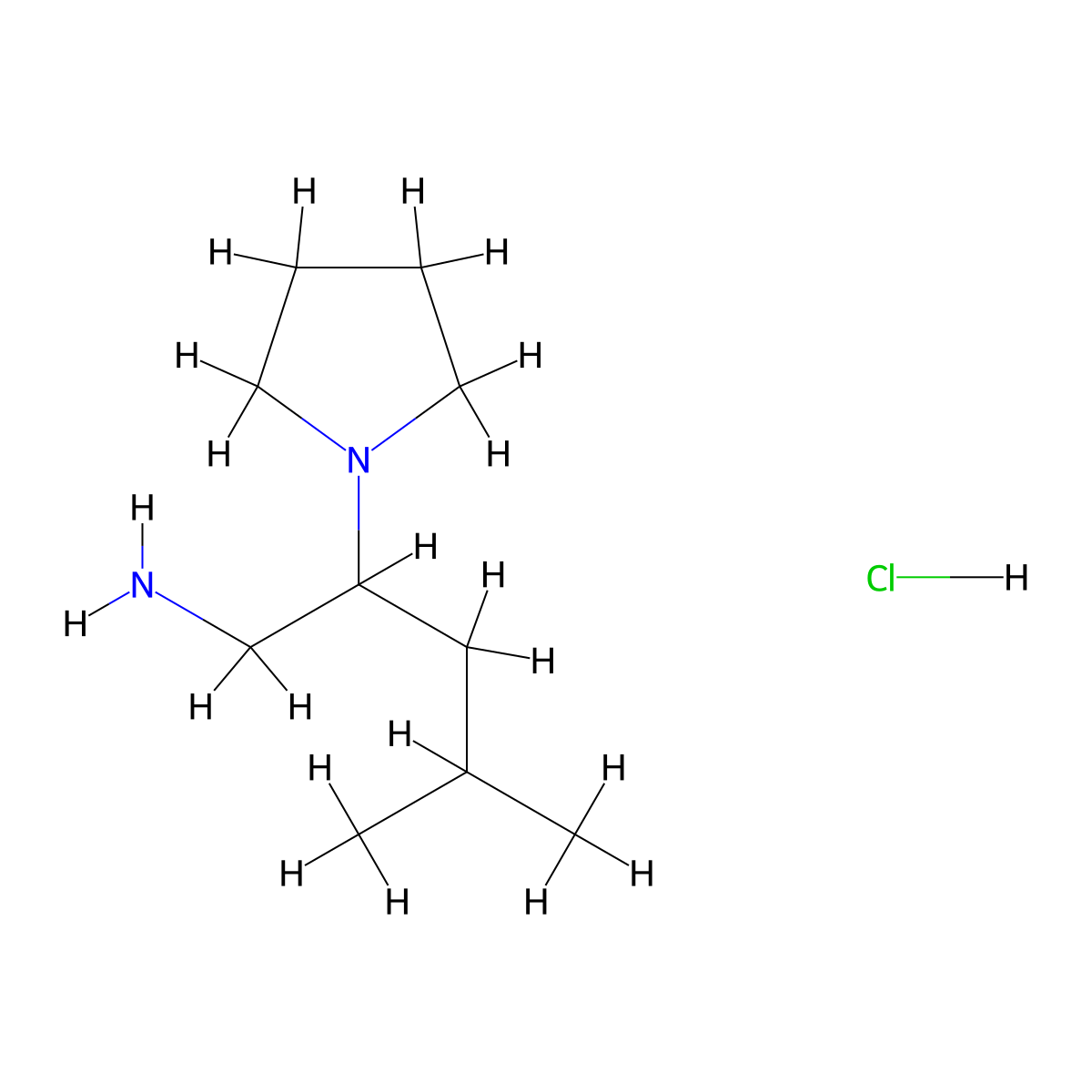 4-Methyl-2-(pyrrolidin-1-yl)pentan-1-amine hydrochloride molecular structure, CAS 1269152-35-3