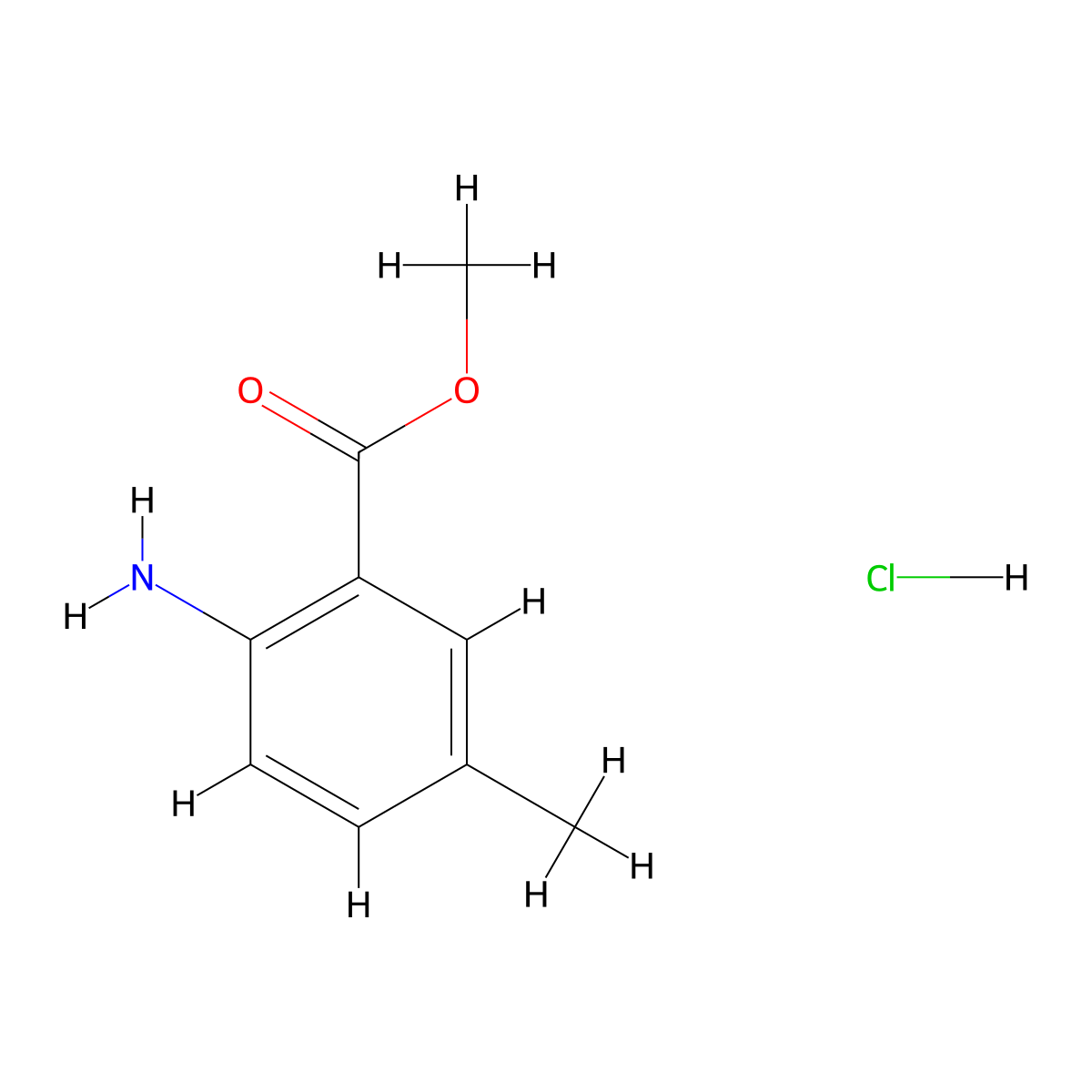 Methyl 2-amino-5-methylbenzoate hydrochloride molecular structure, CAS 1269152-38-6