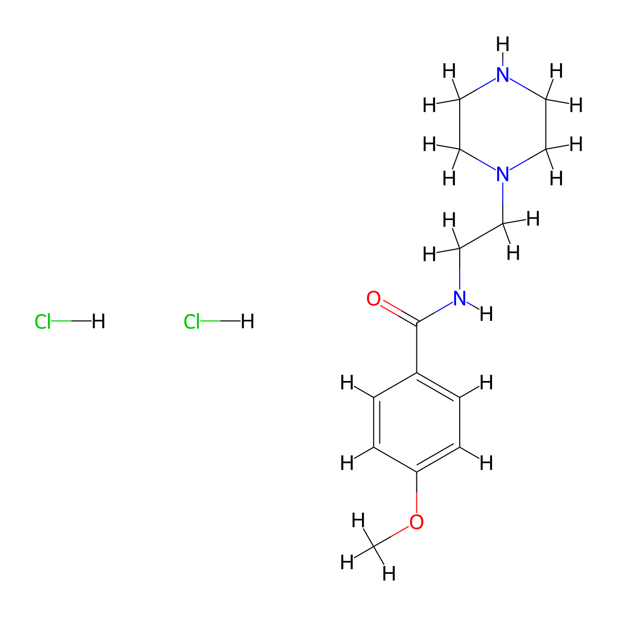4-methoxy-N-[2-(piperazin-1-yl)ethyl]benzamide dihydrochloride molecular structure, CAS 1269152-40-0
