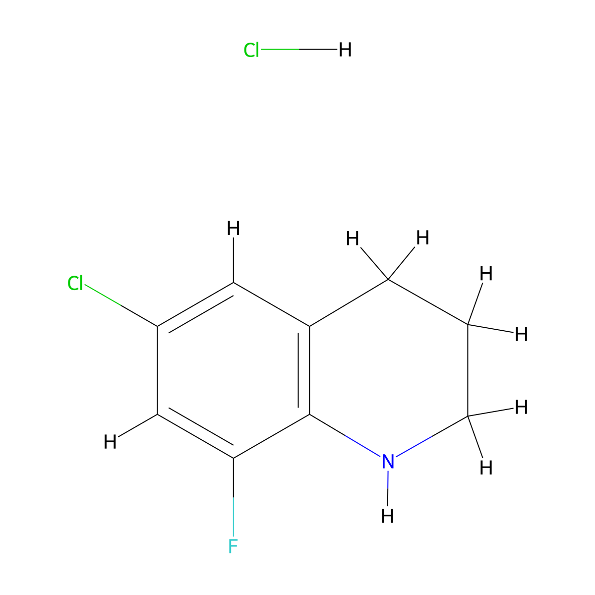6-Chloro-8-fluoro-1,2,3,4-tetrahydroquinoline hydrochloride molecular structure, CAS 1269152-44-4