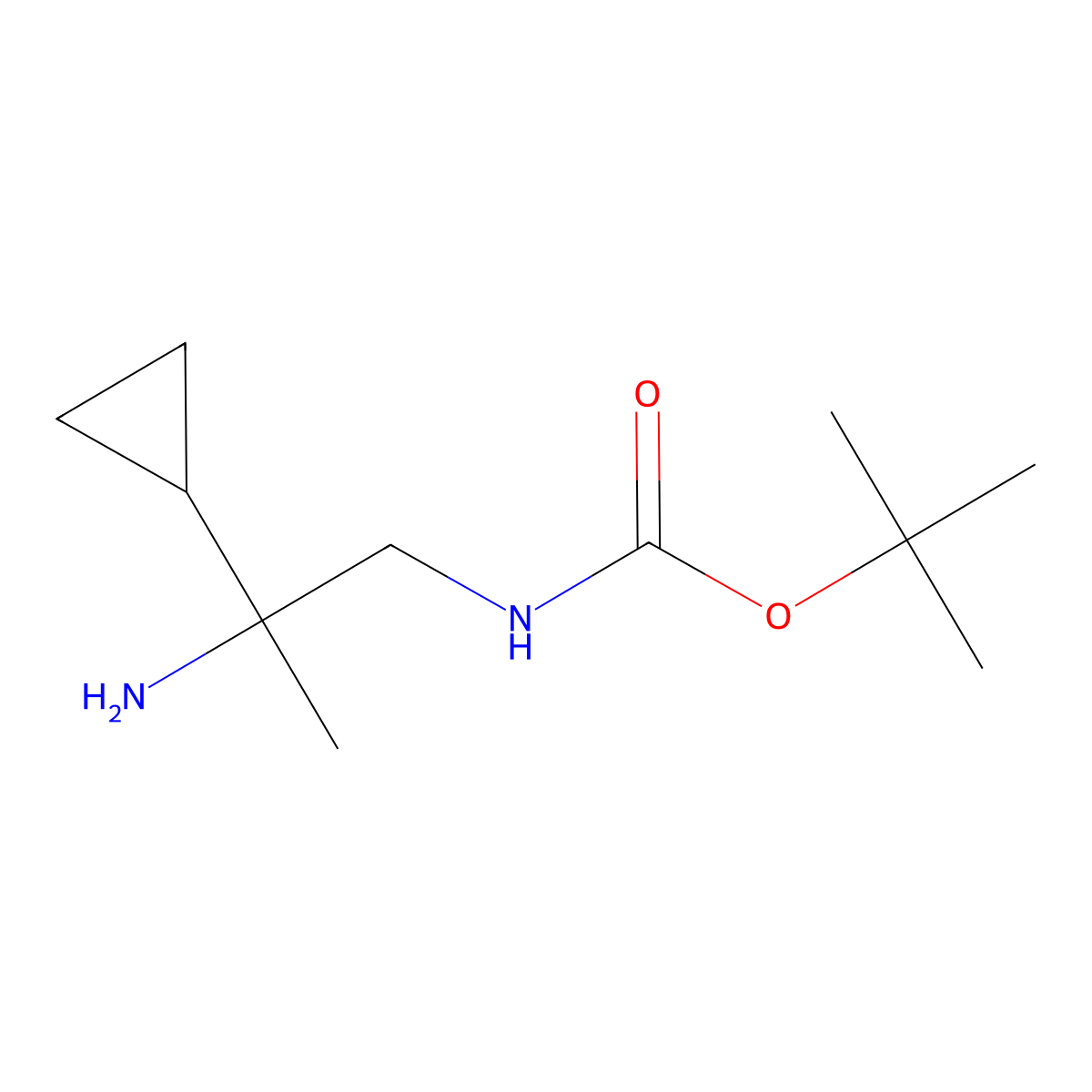 tert-butyl N-(2-amino-2-cyclopropylpropyl)carbamate molecular structure, CAS 1269152-51-3