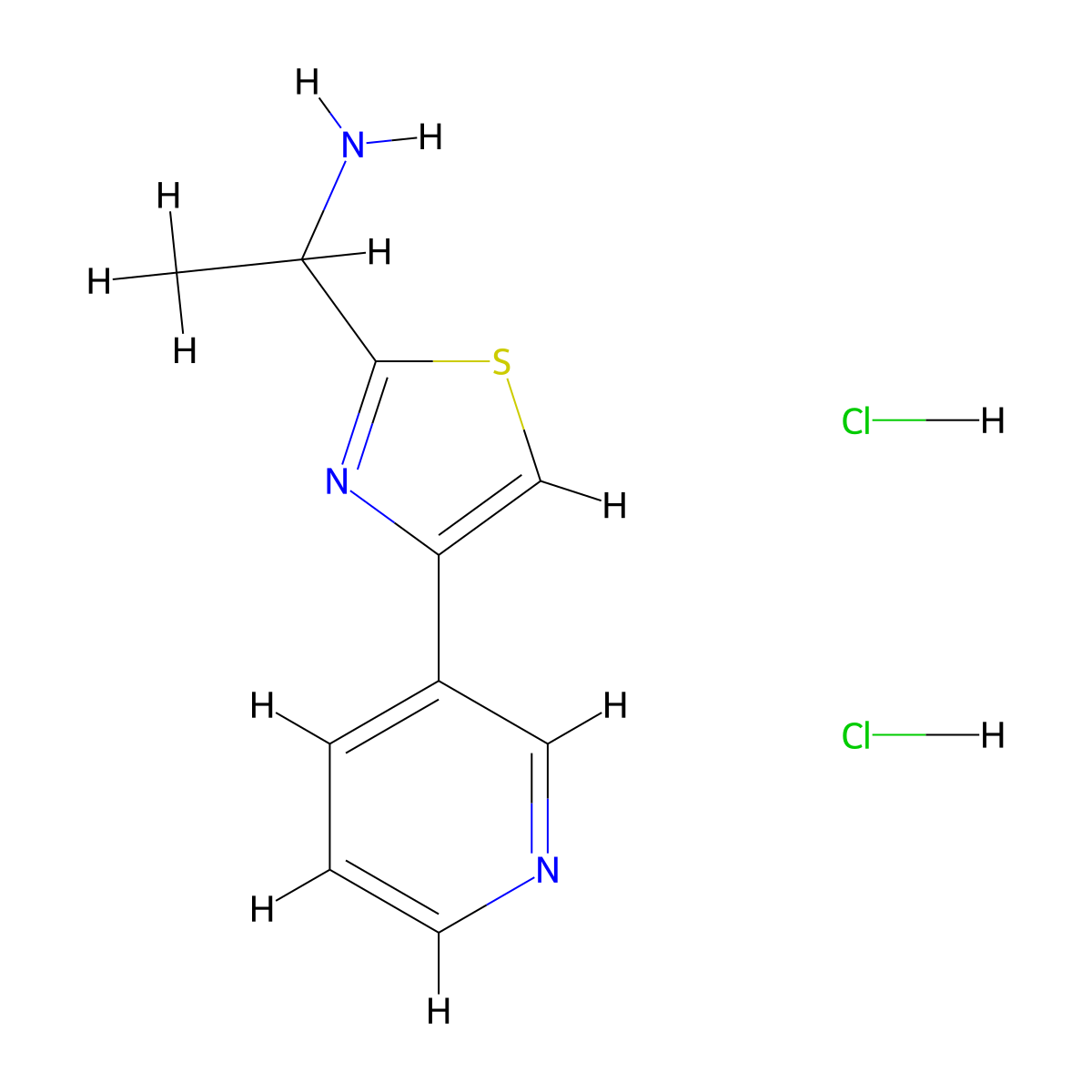 1-[4-(Pyridin-3-yl)-1,3-thiazol-2-yl]ethan-1-amine dihydrochloride molecular structure, CAS 1269152-59-1