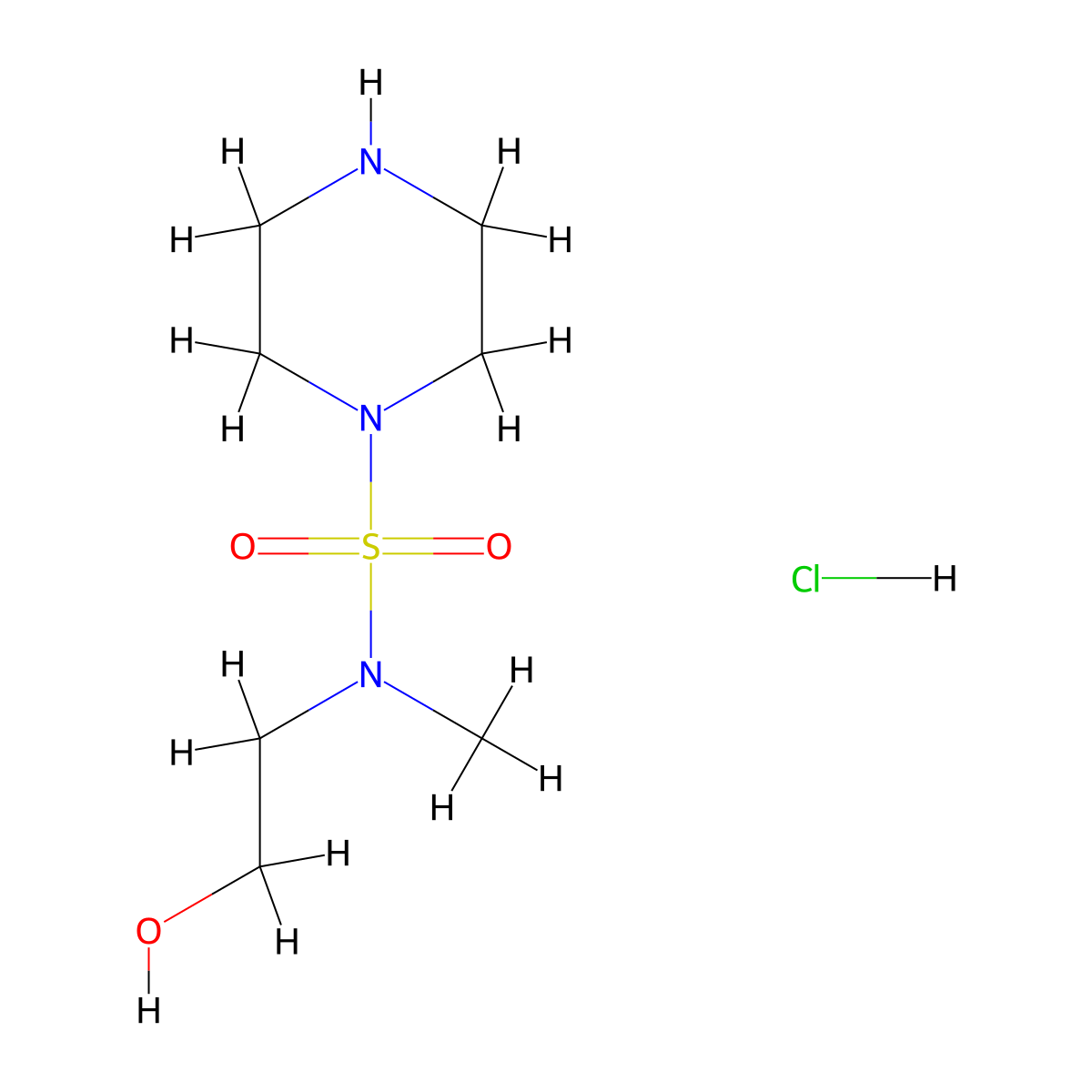 2-[Methyl(piperazine-1-sulfonyl)amino]ethan-1-ol hydrochloride molecular structure, CAS 1269152-65-9