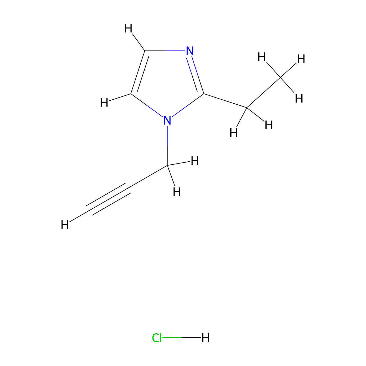 2-ethyl-1-(prop-2-yn-1-yl)-1H-imidazole hydrochloride molecular structure, CAS 1269152-66-0