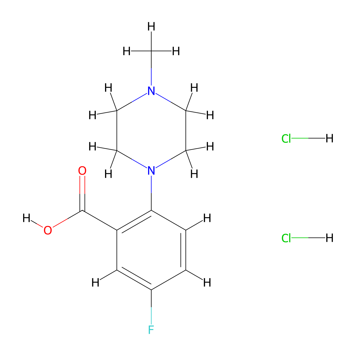 5-Fluoro-2-(4-methylpiperazin-1-yl)benzoic acid dihydrochloride molecular structure, CAS 1269152-68-2