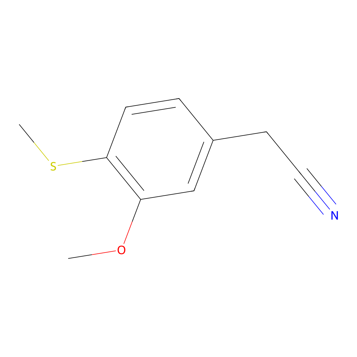 2-[3-Methoxy-4-(methylsulfanyl)phenyl]acetonitrile molecular structure, CAS 1269152-73-9