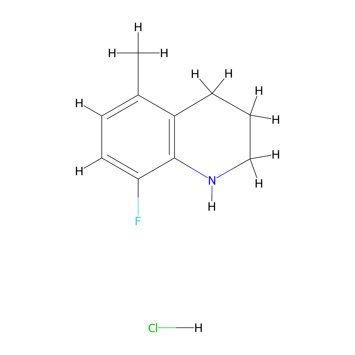 8-Fluoro-5-methyl-1,2,3,4-tetrahydroquinoline hydrochloride molecular structure, CAS 1269152-75-1