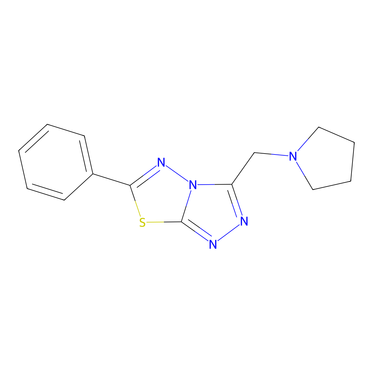 6-Phenyl-3-(pyrrolidin-1-ylmethyl)[1,2,4]triazolo[3,4-b][1,3,4]thiadiazole molecular structure, CAS 1269163-24-7