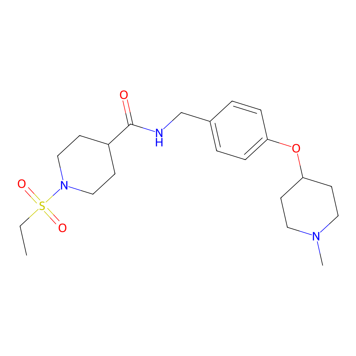 1-(ethylsulfonyl)-N-{4-[(1-methylpiperidin-4-yl)oxy]benzyl}piperidine-4-carboxamide molecular structure, CAS 1269168-53-7