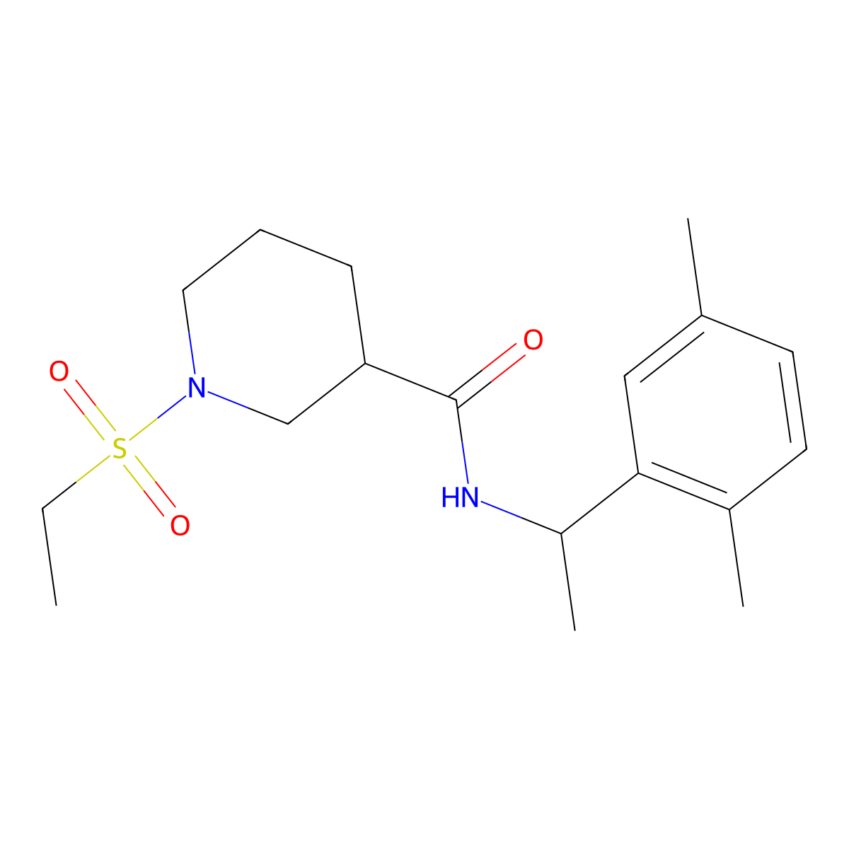 N-[1-(2,5-dimethylphenyl)ethyl]-1-(ethylsulfonyl)piperidine-3-carboxamide molecular structure, CAS 1269175-08-7