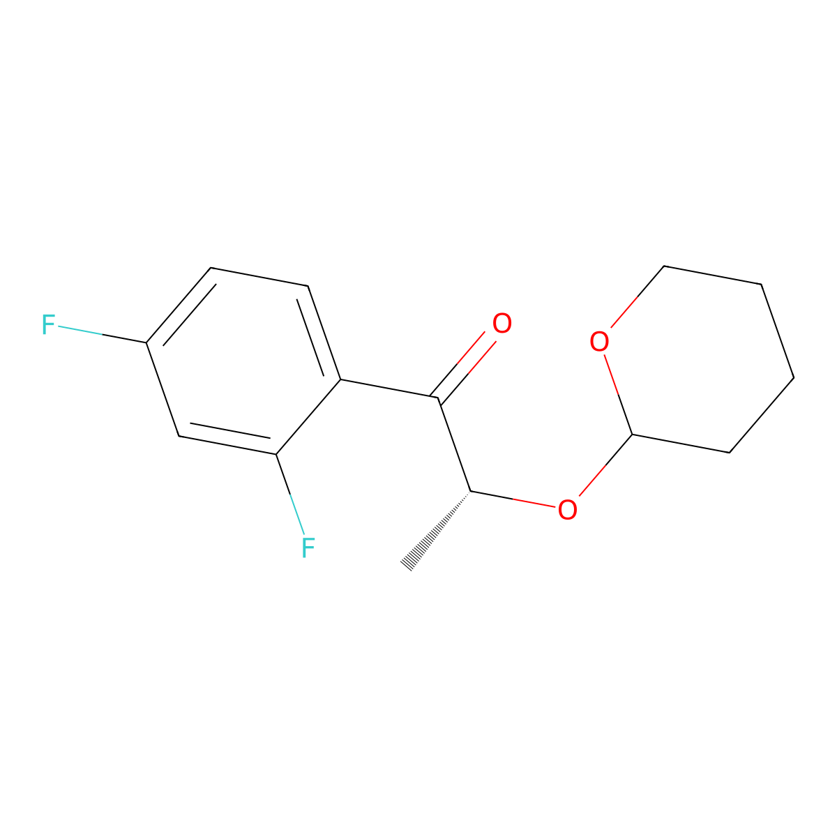 (2R)-1-(2,4-difluorophenyl)-2-((tetrahydro-2H-pyran-2-yl)oxy)propan-1-one molecular structure, CAS 126918-17-0