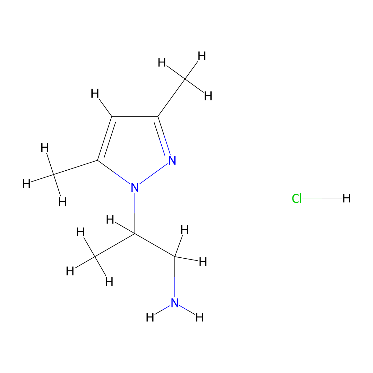 [2-(3,5-dimethyl-1H-pyrazol-1-yl)propyl]amine hydrochloride molecular structure, CAS 1269181-06-7