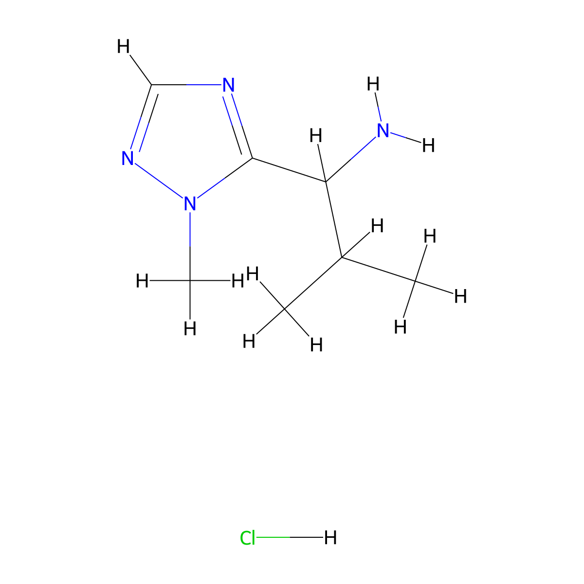 2-methyl-1-(1-methyl-1H-1,2,4-triazol-5-yl)propan-1-amine hydrochloride molecular structure, CAS 1269181-17-0