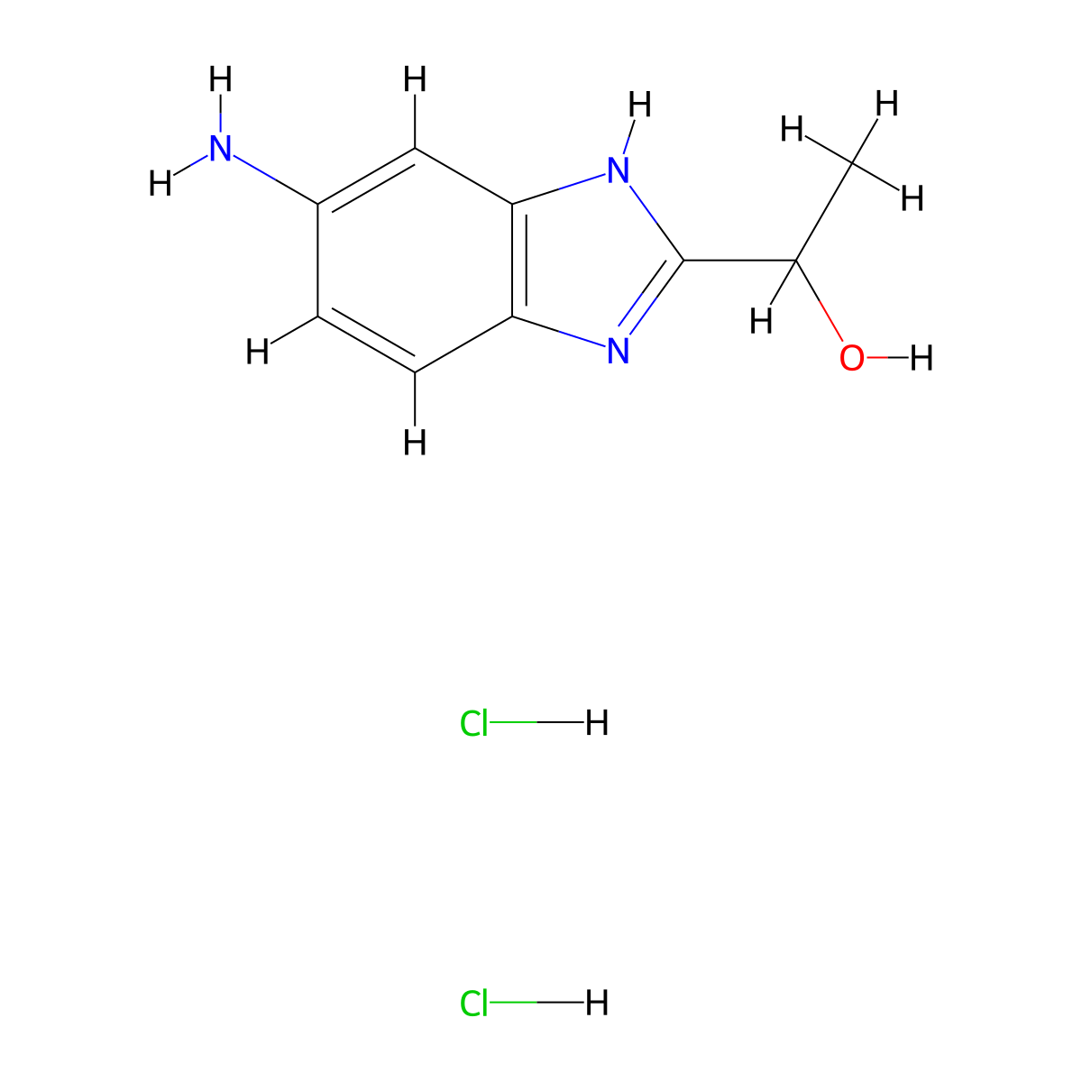 1-(5-Amino-1H-benzimidazol-2-YL)ethanol dihydrochloride molecular structure, CAS 1269184-86-2