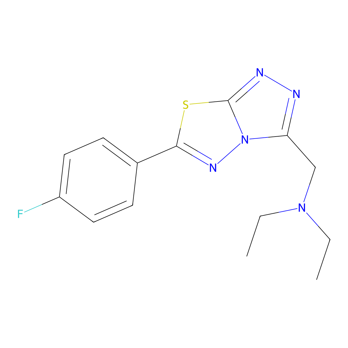 N-ethyl-N-{[6-(4-fluorophenyl)[1,2,4]triazolo[3,4-b][1,3,4]thiadiazol-3-yl]methyl}ethanamine molecular structure, CAS 1269186-24-4