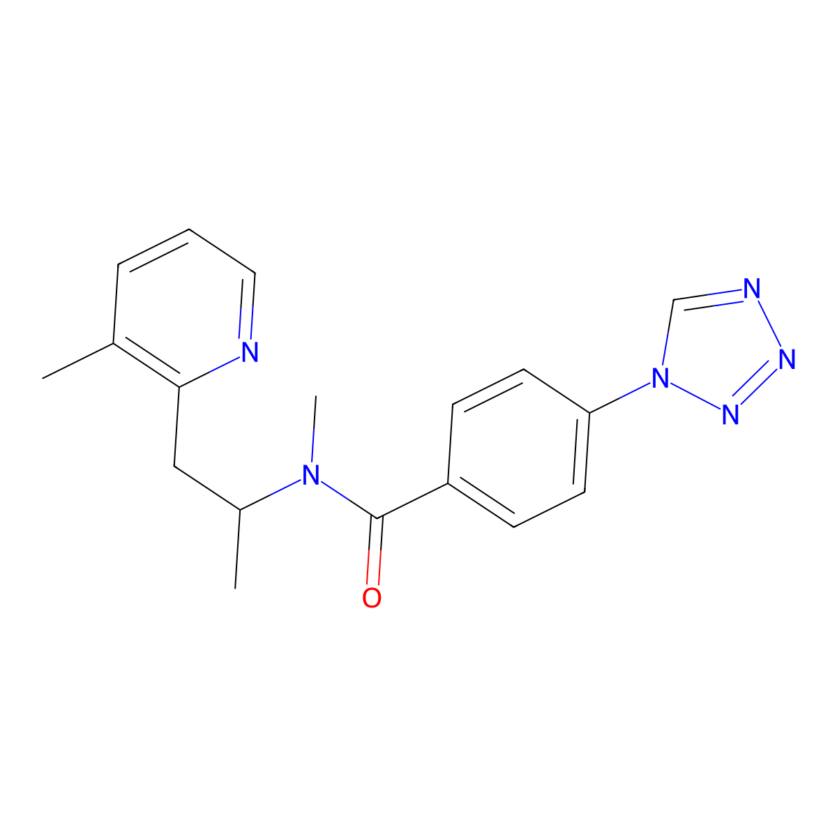 N-methyl-N-[1-methyl-2-(3-methylpyridin-2-yl)ethyl]-4-(1H-tetrazol-1-yl)benzamide molecular structure, CAS 1269186-43-7