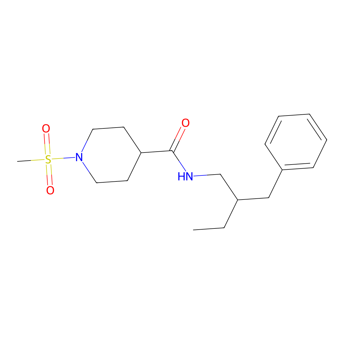 N-(2-benzylbutyl)-1-(methylsulfonyl)piperidine-4-carboxamide molecular structure, CAS 1269186-51-7
