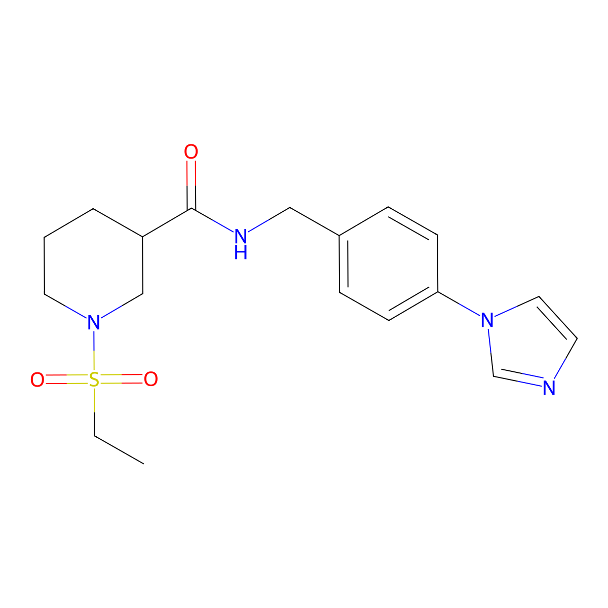 1-(ethylsulfonyl)-N-[4-(1H-imidazol-1-yl)benzyl]piperidine-3-carboxamide molecular structure, CAS 1269186-95-9
