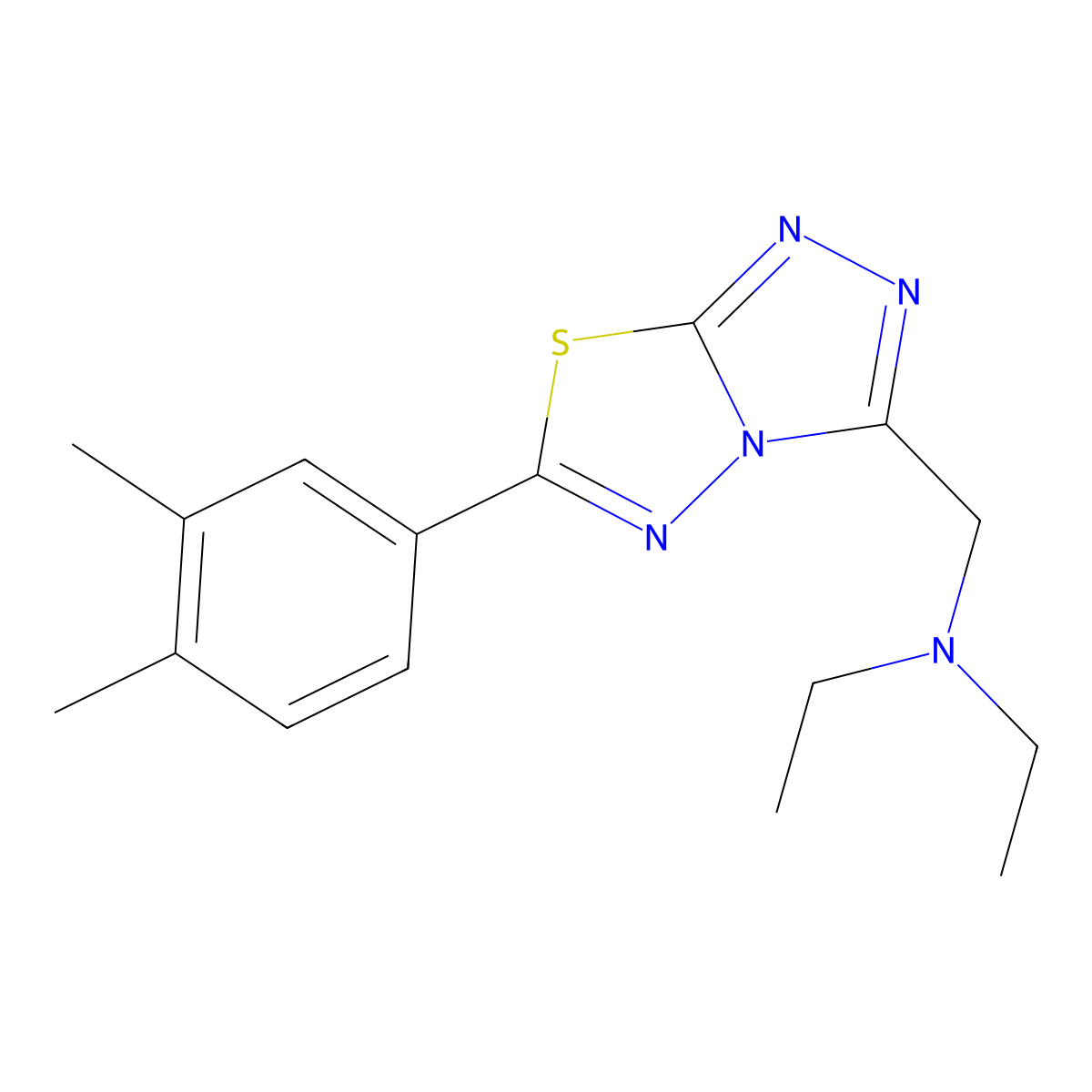 N-{[6-(3,4-dimethylphenyl)[1,2,4]triazolo[3,4-b][1,3,4]thiadiazol-3-yl]methyl}-N-ethylethanamine molecular structure, CAS 1269188-02-4