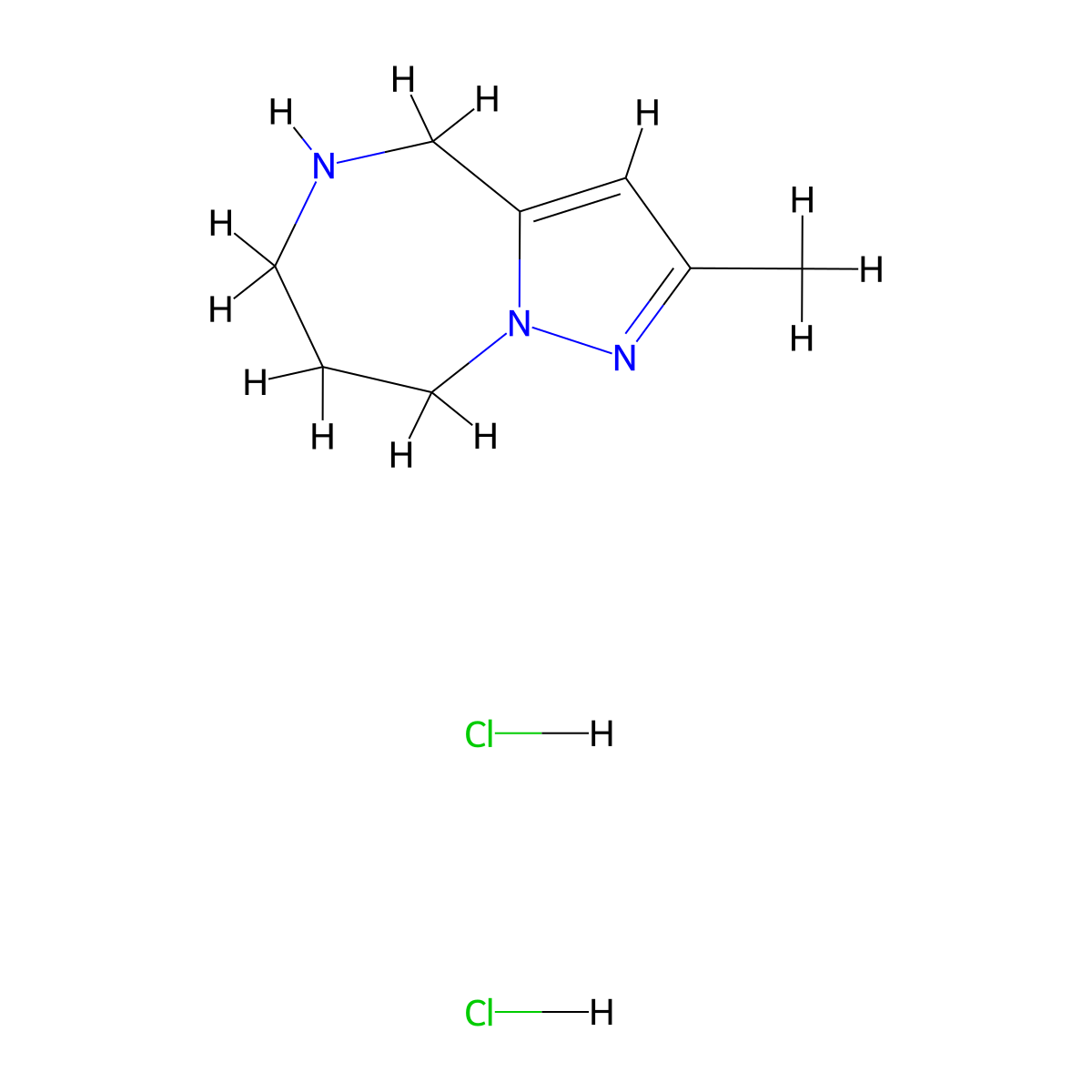 2-Methyl-5,6,7,8-tetrahydro-4H-pyrazolo[1,5-a][1,4]diazepine dihydrochloride molecular structure, CAS 1269188-93-3