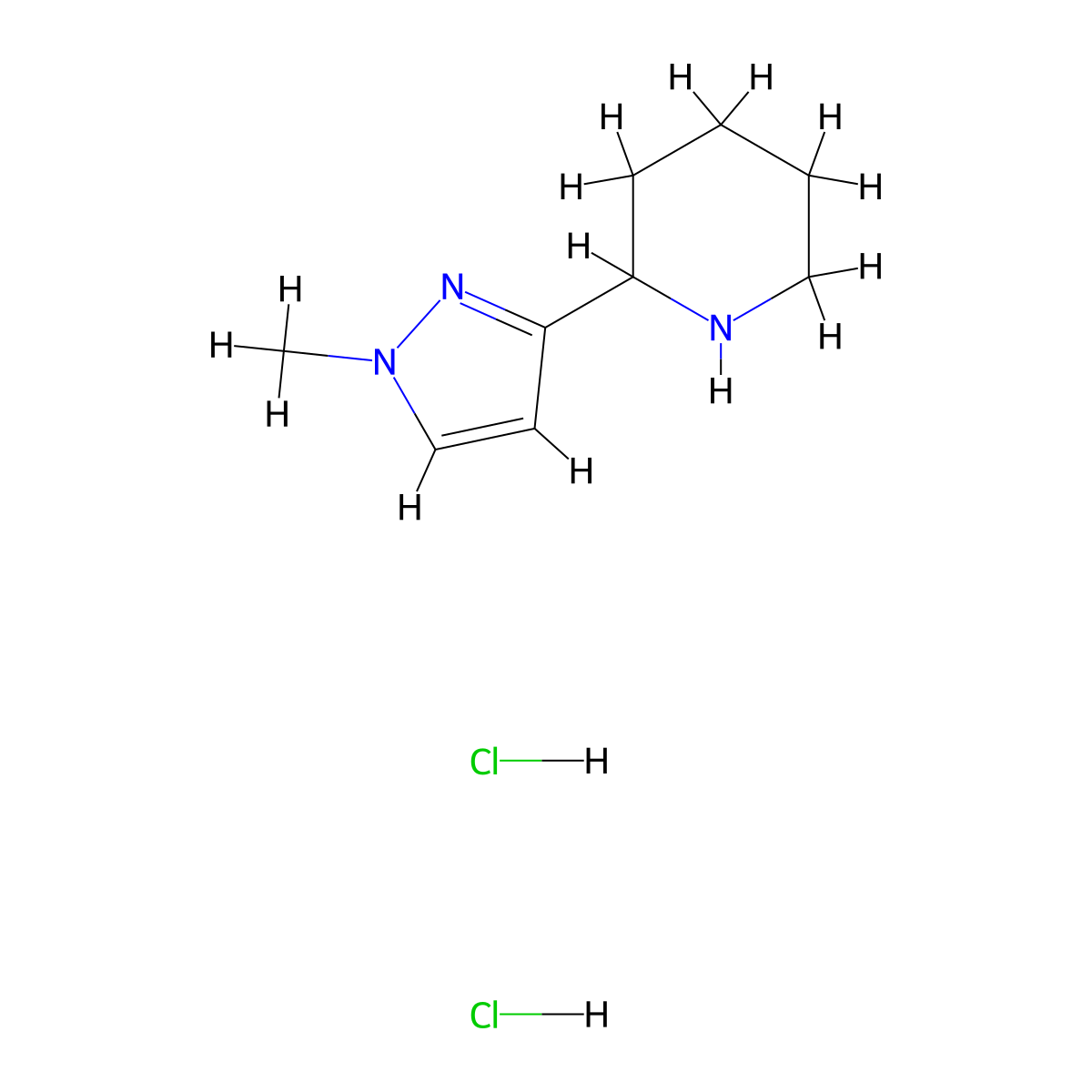 2-(1-Methyl-1H-pyrazol-3-yl)piperidine dihydrochloride molecular structure, CAS 1269189-15-2