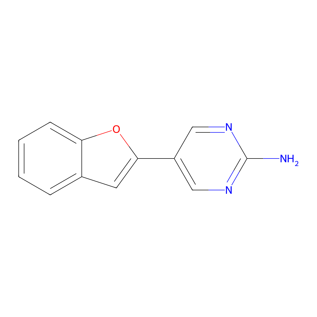 5-(1-Benzofuran-2-yl)pyrimidin-2-amine molecular structure, CAS 1269198-62-0