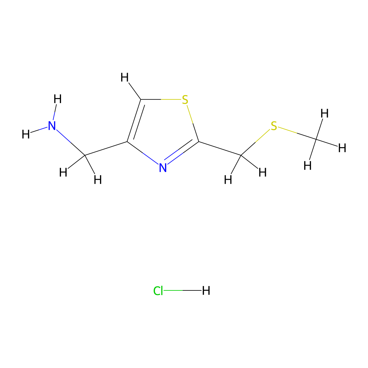 ({2-[(Methylthio)methyl]-1,3-thiazol-4-yl}methyl)amine hydrochloride molecular structure, CAS 1269199-56-5
