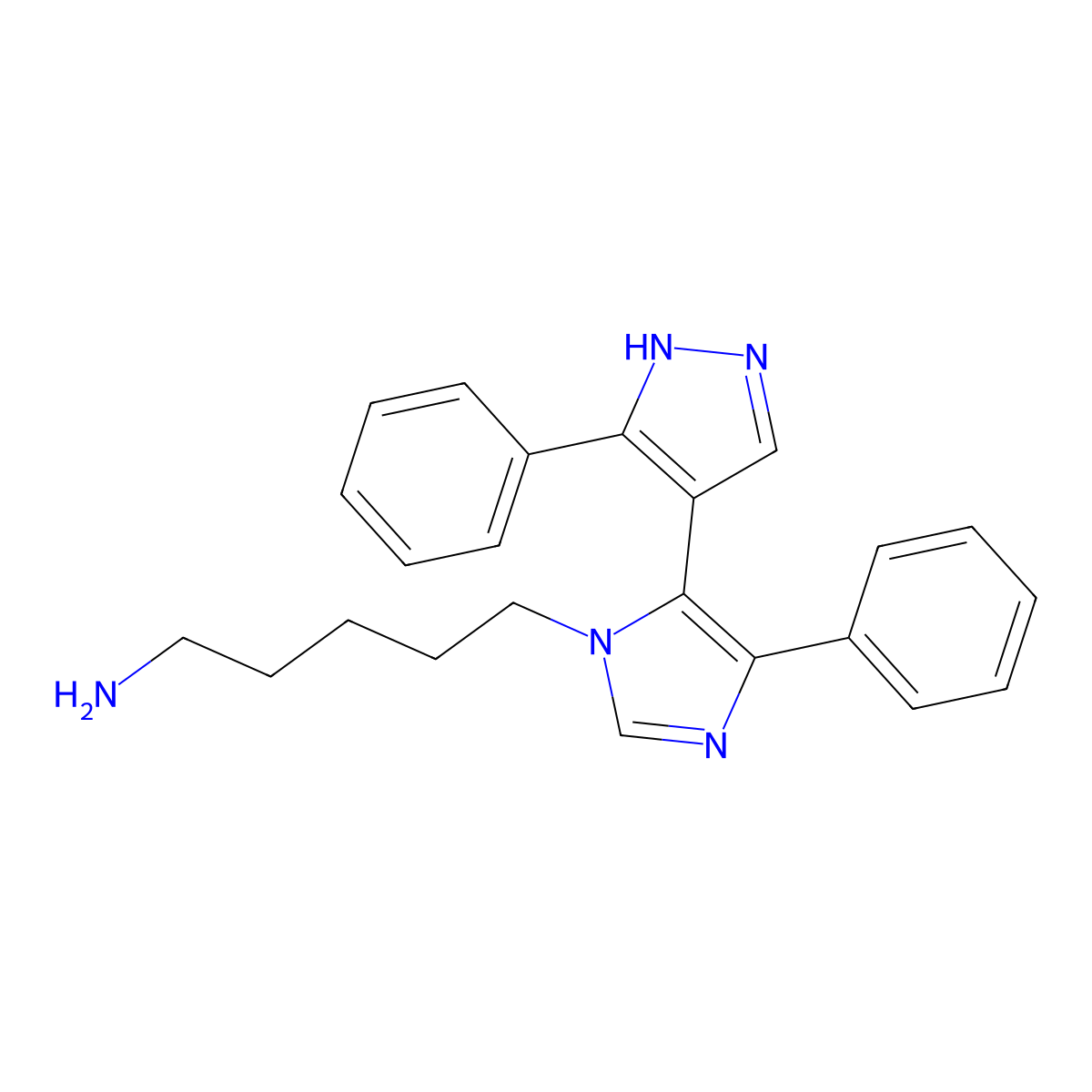 5-[4-phenyl-5-(5-phenyl-1H-pyrazol-4-yl)imidazol-1-yl]pentan-1-amine molecular structure, CAS 1269202-78-9