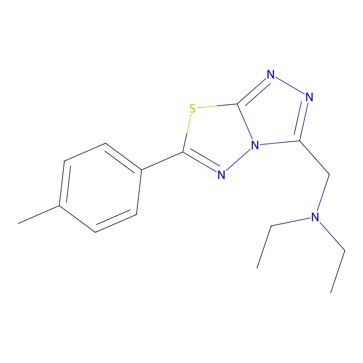 N-ethyl-N-{[6-(4-methylphenyl)[1,2,4]triazolo[3,4-b][1,3,4]thiadiazol-3-yl]methyl}ethanamine molecular structure, CAS 1269208-88-9