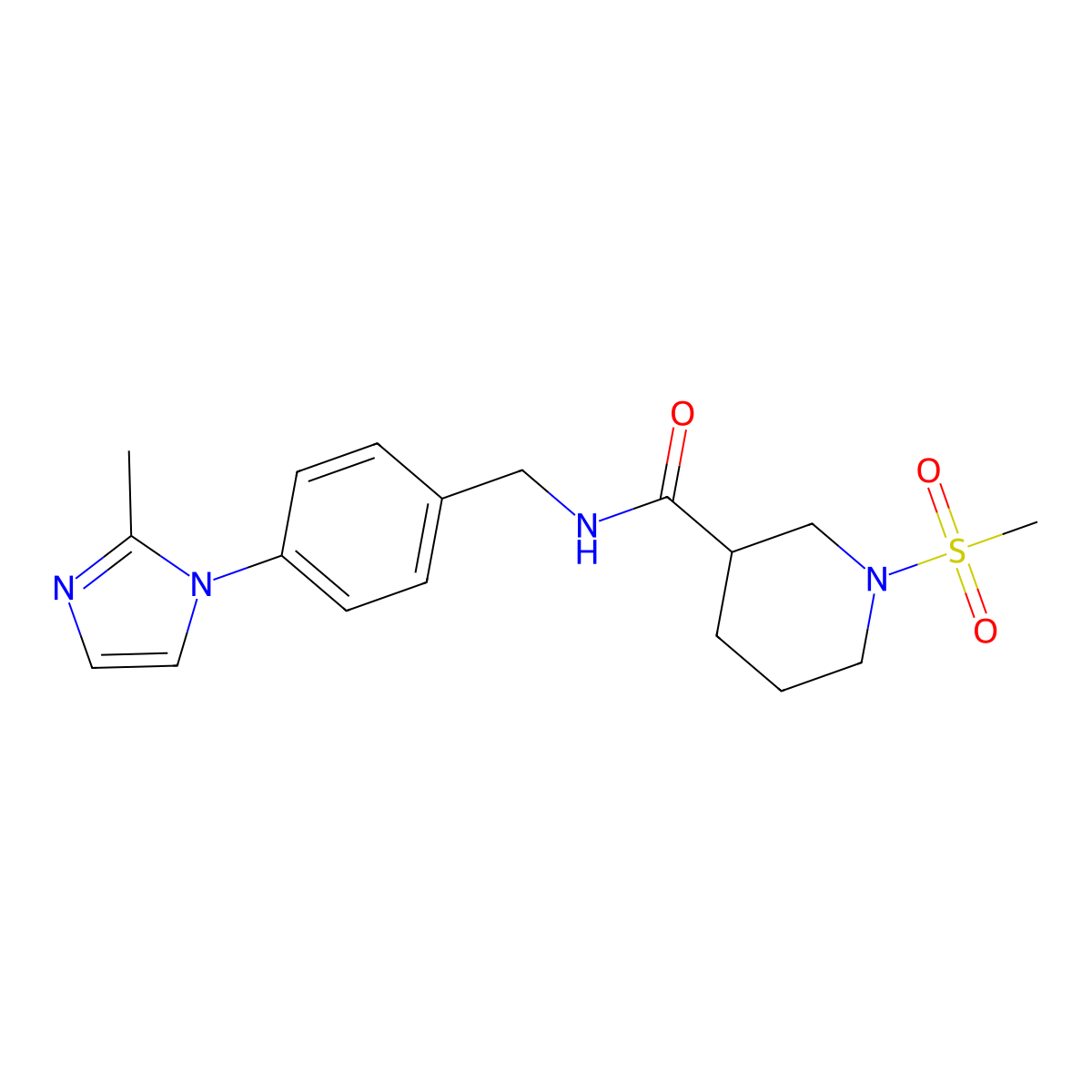 N-[4-(2-methyl-1H-imidazol-1-yl)benzyl]-1-(methylsulfonyl)piperidine-3-carboxamide molecular structure, CAS 1269209-80-4
