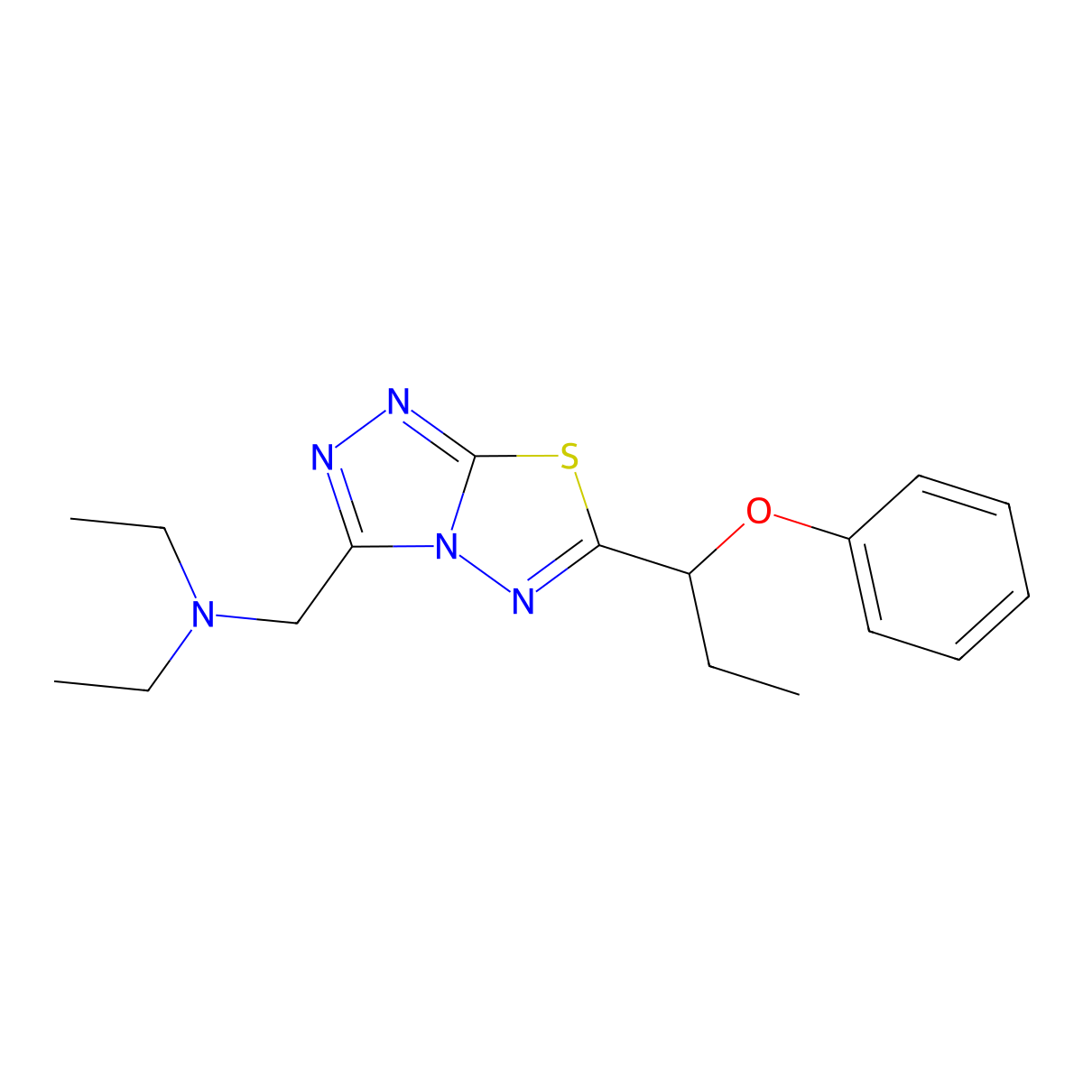 N-ethyl-N-{[6-(1-phenoxypropyl)[1,2,4]triazolo[3,4-b][1,3,4]thiadiazol-3-yl]methyl}ethanamine molecular structure, CAS 1269211-62-2