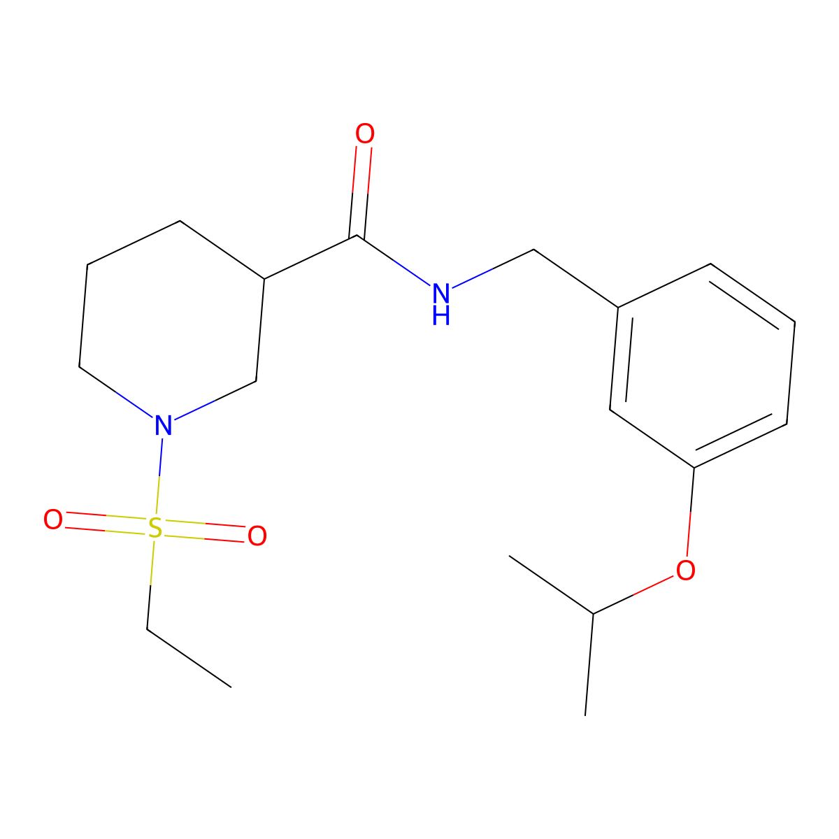 1-(ethylsulfonyl)-N-[3-(propan-2-yloxy)benzyl]piperidine-3-carboxamide molecular structure, CAS 1269213-17-3