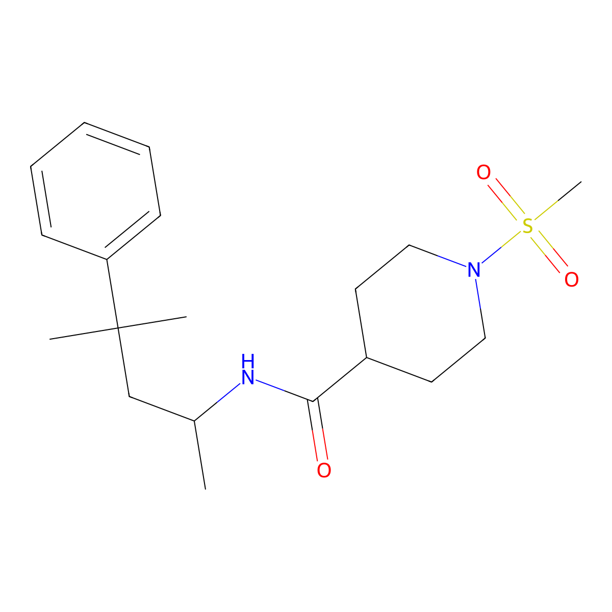 N-(4-methyl-4-phenylpentan-2-yl)-1-(methylsulfonyl)piperidine-4-carboxamide molecular structure, CAS 1269214-26-7