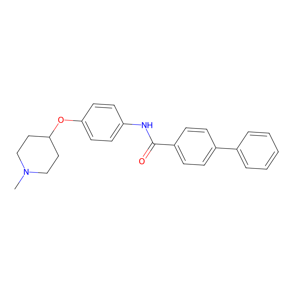 N-{4-[(1-methylpiperidin-4-yl)oxy]phenyl}biphenyl-4-carboxamide molecular structure, CAS 1269214-79-0