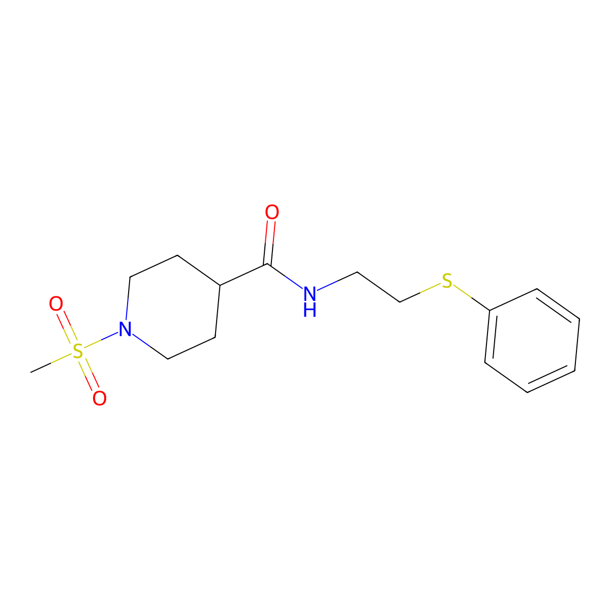 1-(methylsulfonyl)-N-[2-(phenylsulfanyl)ethyl]piperidine-4-carboxamide molecular structure, CAS 1269214-89-2