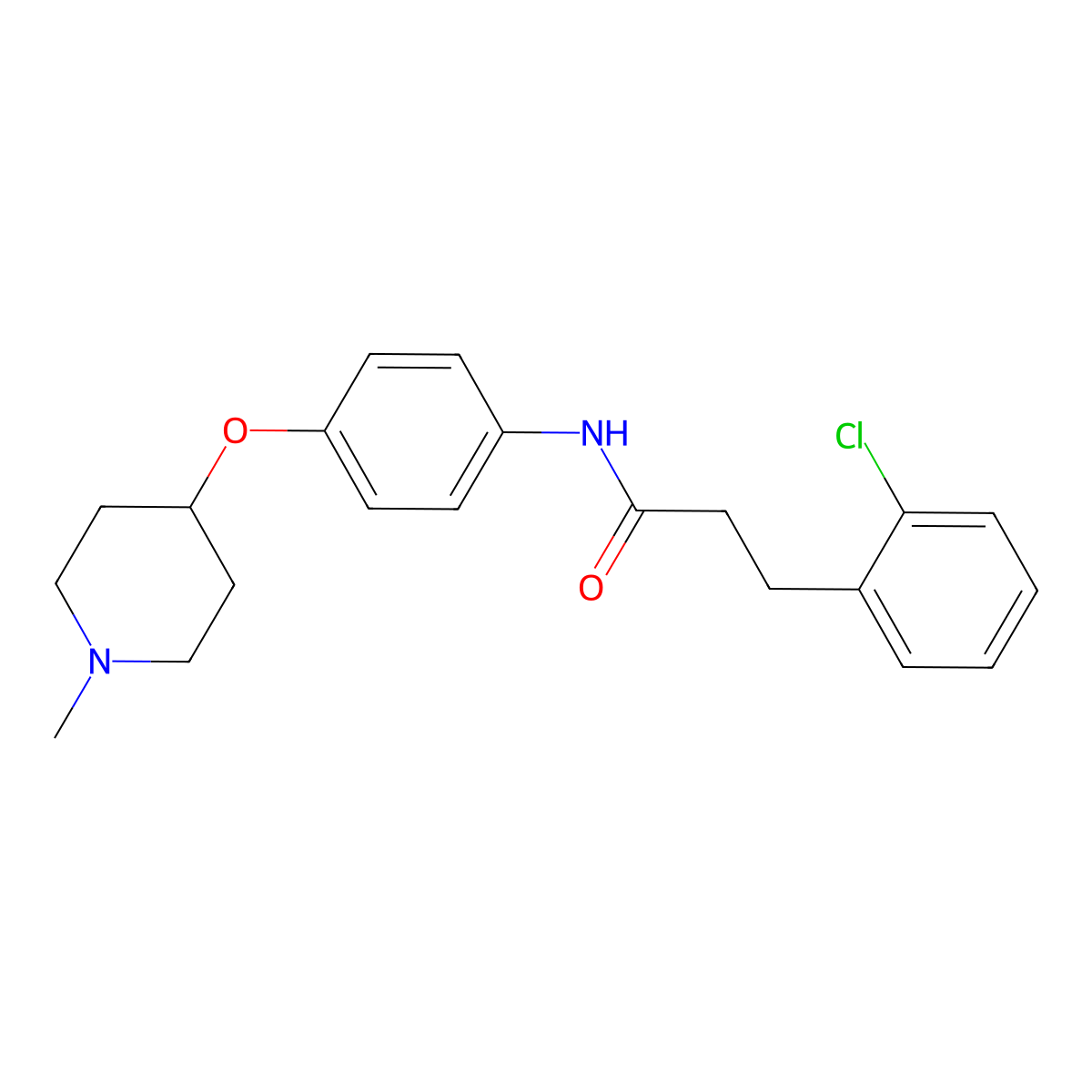 3-(2-chlorophenyl)-N-{4-[(1-methylpiperidin-4-yl)oxy]phenyl}propanamide molecular structure, CAS 1269222-86-7