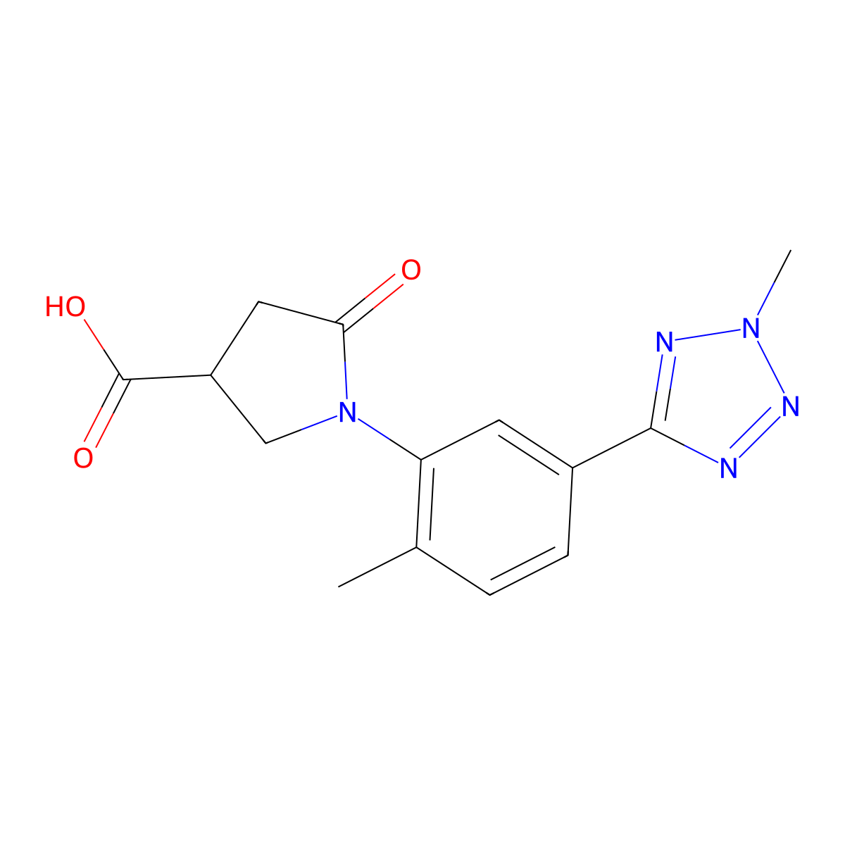 1-[2-methyl-5-(2-methyl-2H-1,2,3,4-tetrazol-5-yl)phenyl]-5-oxopyrrolidine-3-carboxylic acid molecular structure, CAS 1269224-08-9