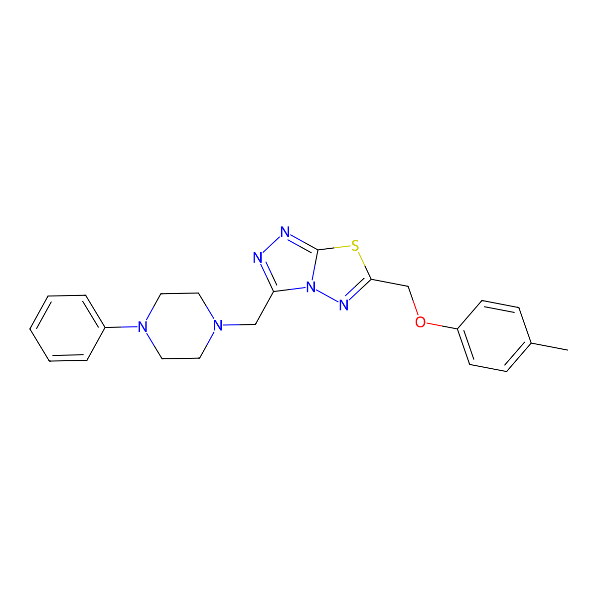 6-[(4-Methylphenoxy)methyl]-3-[(4-phenylpiperazin-1-yl)methyl][1,2,4]triazolo[3,4-b][1,3,4]thiadiazole molecular structure, CAS 1269224-90-9