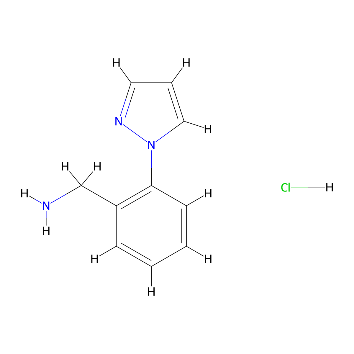 [2-(1H-pyrazol-1-yl)phenyl]methanamine hydrochloride molecular structure, CAS 1269225-01-5