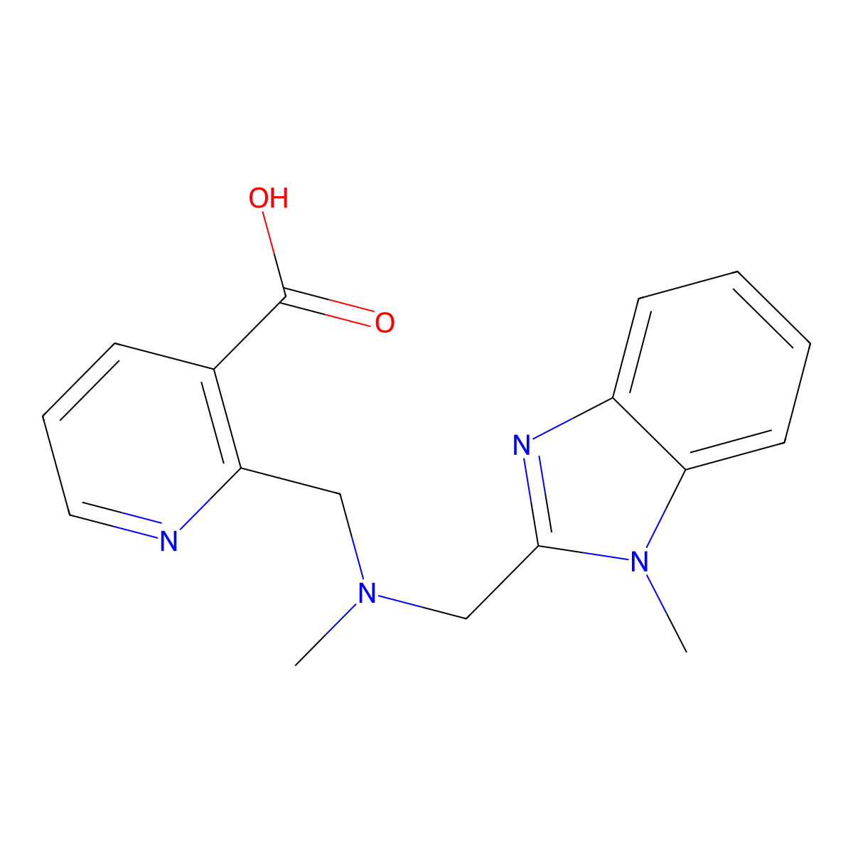2-({methyl[(1-methyl-1H-benzimidazol-2-yl)methyl]amino}methyl)nicotinic acid molecular structure, CAS 1269225-07-1