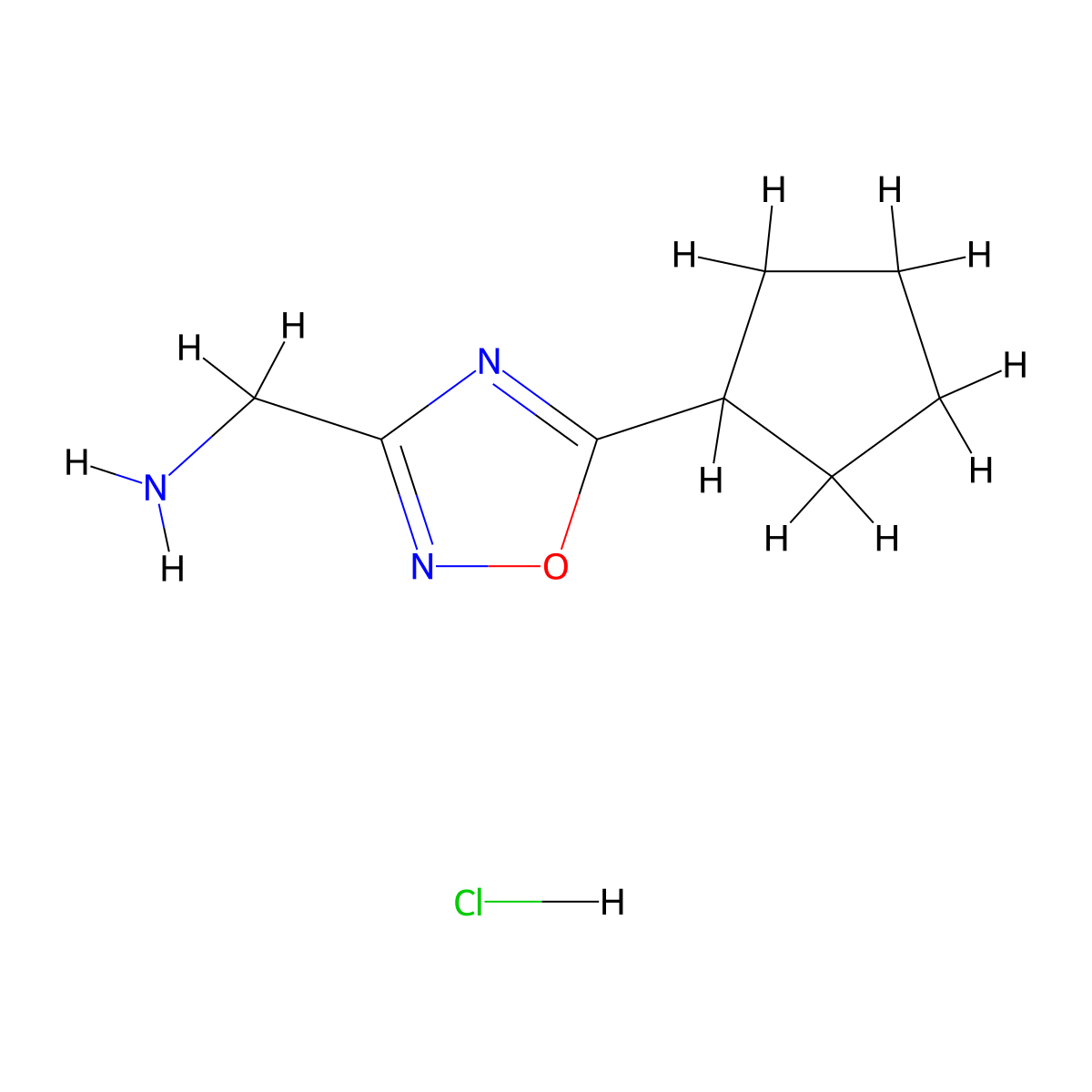 [(5-Cyclopentyl-1,2,4-oxadiazol-3-yl)methyl]amine hydrochloride molecular structure, CAS 1269225-18-4