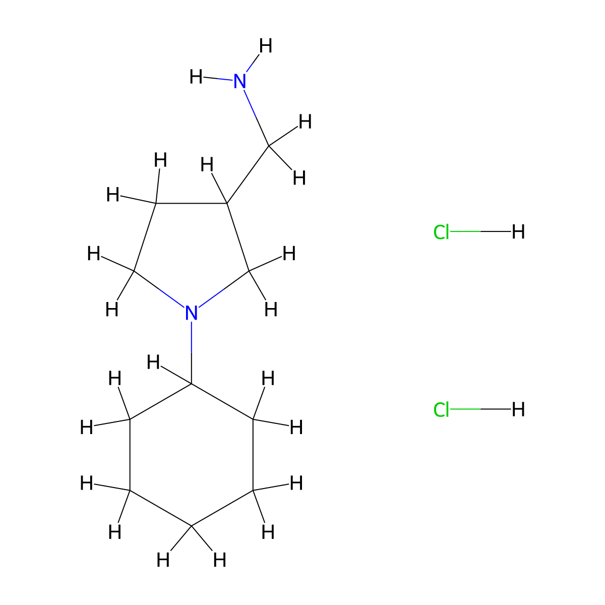 [(1-Cyclohexyl-3-pyrrolidinyl)methyl]amine dihydrochloride molecular structure, CAS 1269225-25-3
