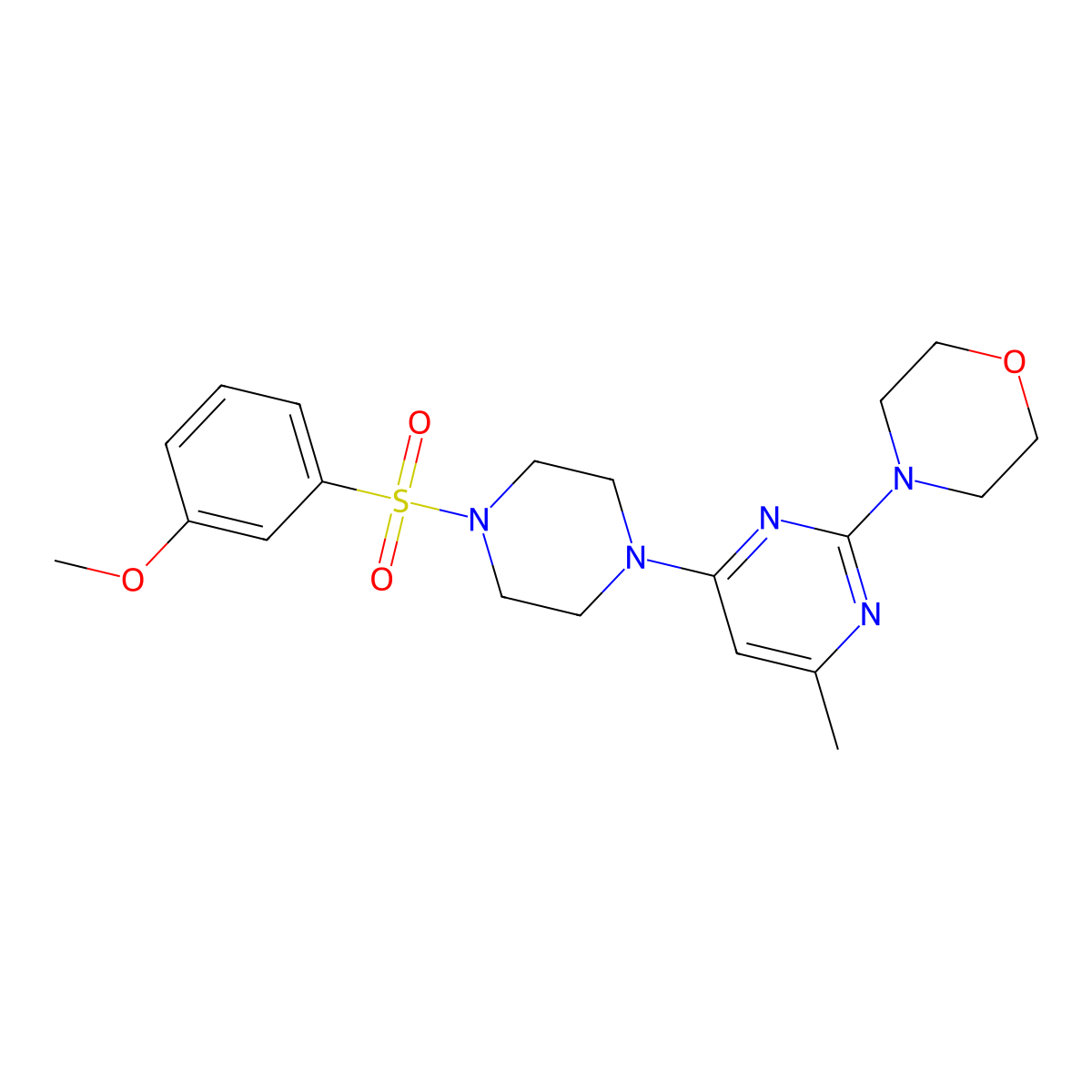 4-{4-[4-(3-Methoxybenzenesulfonyl)piperazin-1-YL]-6-methylpyrimidin-2-YL}morpholine molecular structure, CAS 1269225-39-9