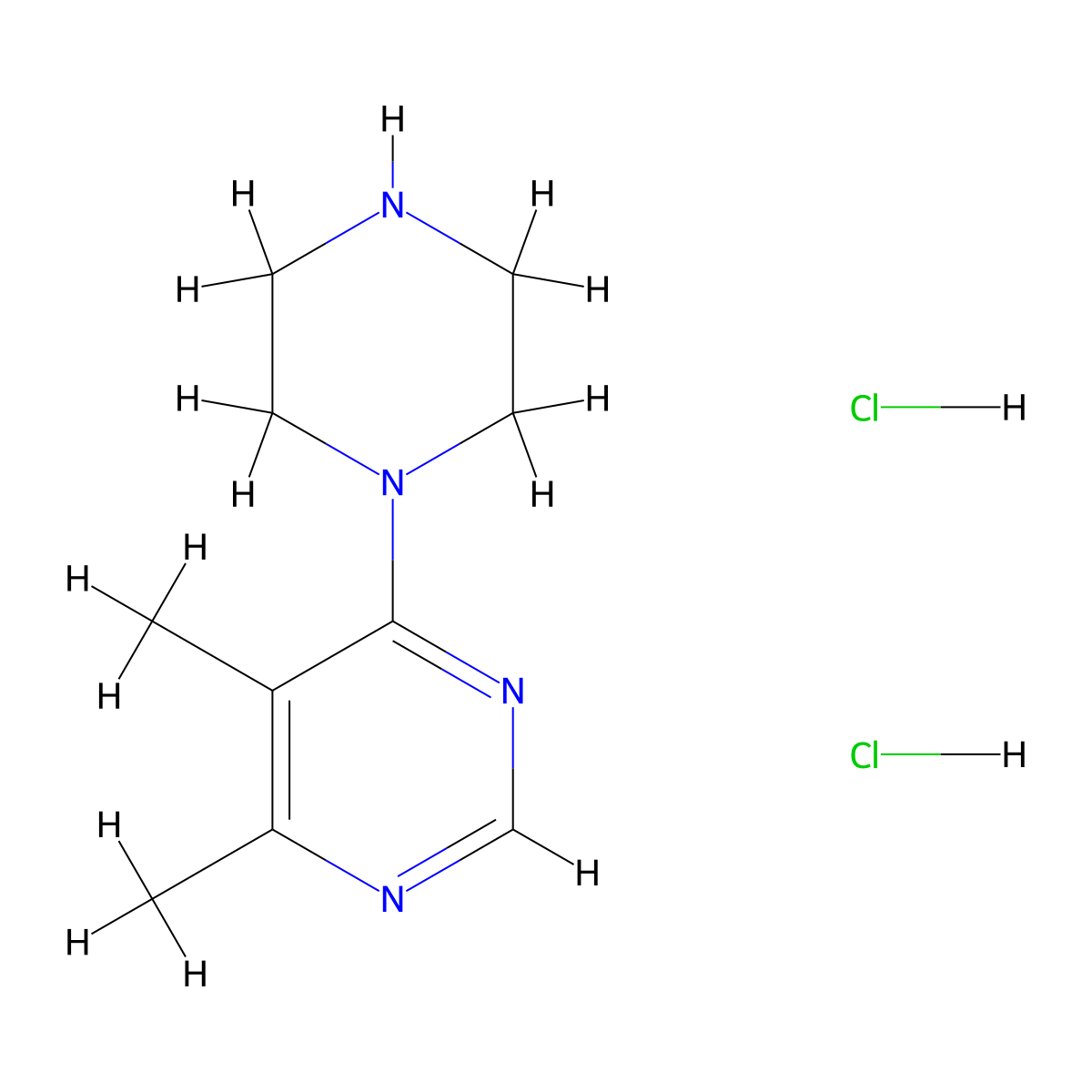 4,5-Dimethyl-6-(1-piperazinyl)pyrimidine dihydrochloride molecular structure, CAS 1269225-54-8